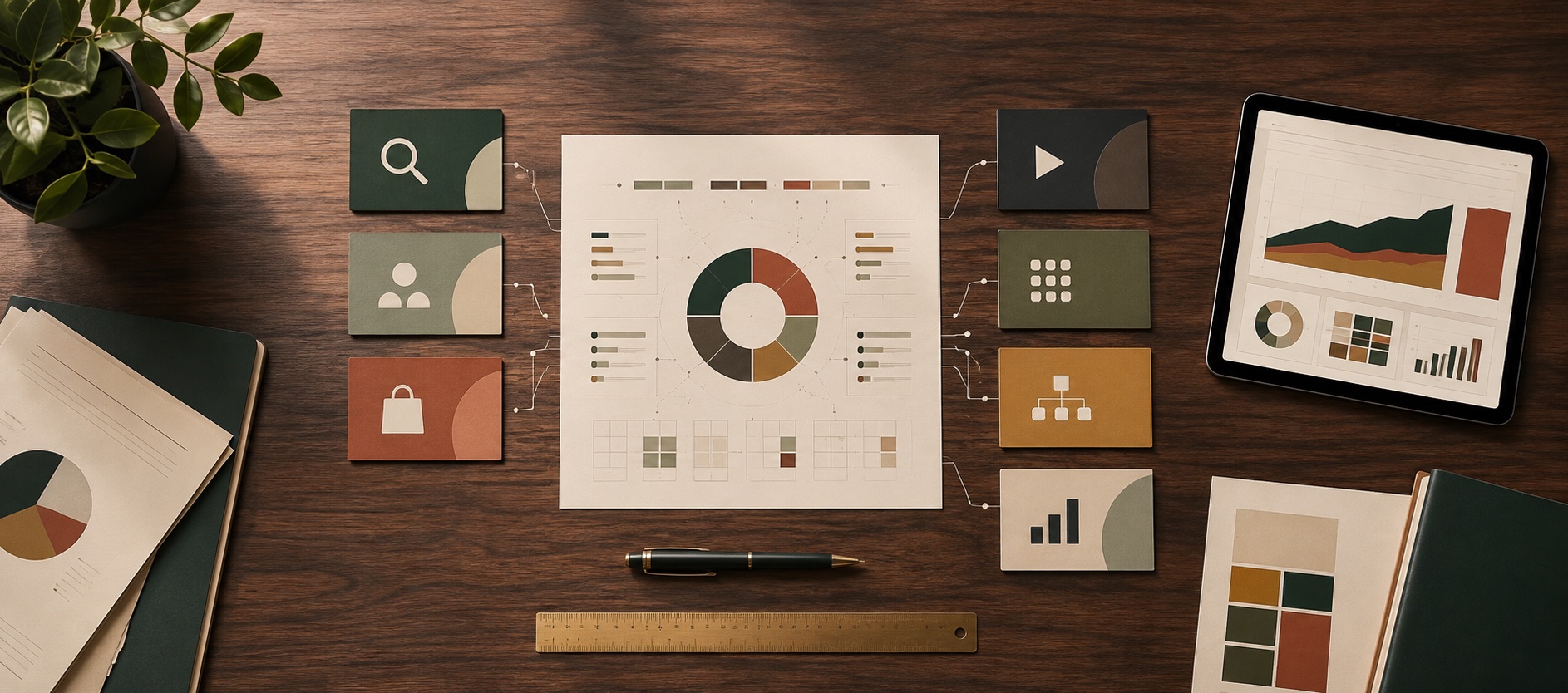 An integrated media portfolio mapped across connected channel and measurement cards